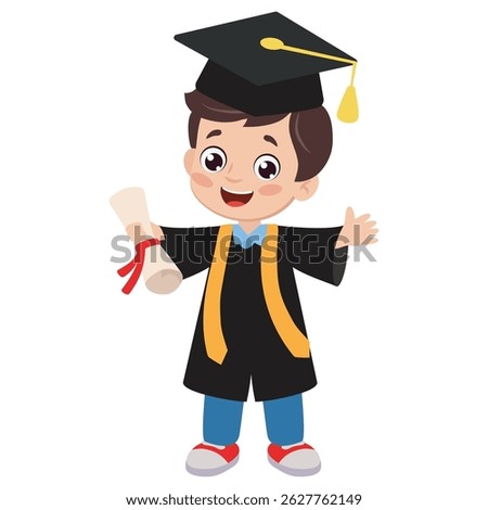 Graduation boy vector cartoon illustration