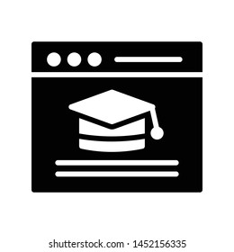 graduation browser glyph flat vector icon