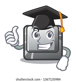 Graduation button B isolated with the cartoon