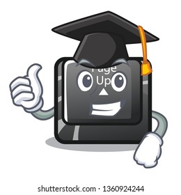Graduation button page up isolated with character