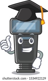 Graduation camera flash isolated with the mascot