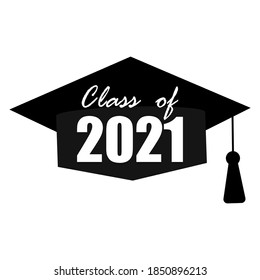 Graduation cap 2021 for celebration design. Certificate icon design vector illustration. Celebration banner.
