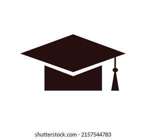 Graduation Cap. Graduation Cap. Academic Cap, Simple Graduation Cap Silhouette Icon. Vector