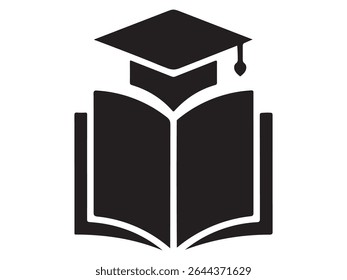 Graduação cap sobre o ícone de livros abertos.