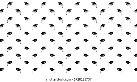 Graduation cap backdrop on isolated seamless pattern,Congratulations Graduates Class 2020. Template for graduation design, isolated on white background ,Vector illustration EPS 10
