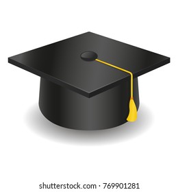 Graduation Cap Biretta Emoji Icon Object Symbol Gradient Vector Art Design Cartoon Isolated Background