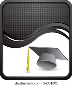 graduation cap black checkered wave