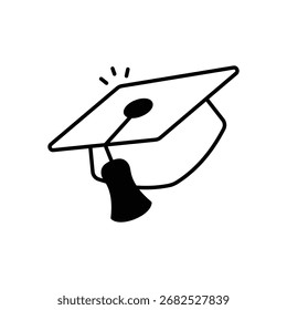 Graduierungskappe, schwarzes Glyphe, Vektorsymbol