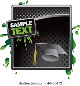 graduation cap black halftone grungy template
