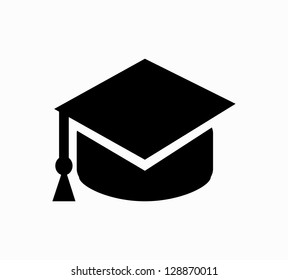 Graduation cap black icon vector