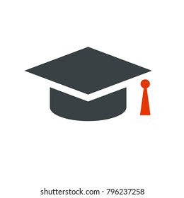 graduation cap black red 