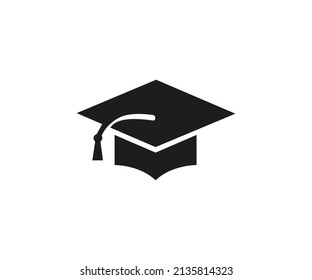 Graduation cap black vector icon