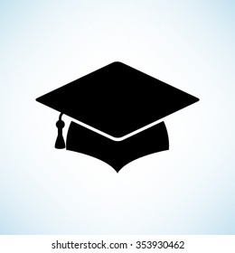 Graduation cap -  black vector icon