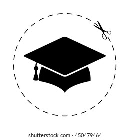 Graduation cap  - black vector icon