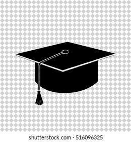 Graduation cap   - black vector icon