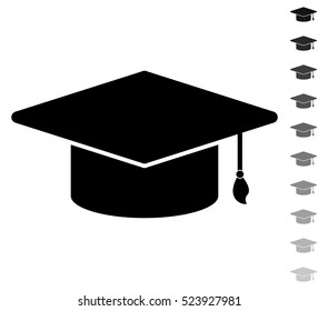 Graduation cap - black vector icon and ten icons in  shades of grey