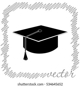Graduation cap   black  vector icon