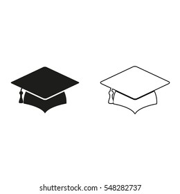 Graduation cap -  black vector icon