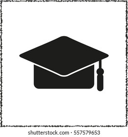 Graduation cap  - black vector icon
