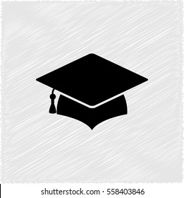 Graduation cap  - black vector icon