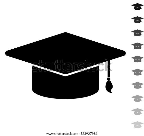 Graduation Cap Black White Vector Icon 