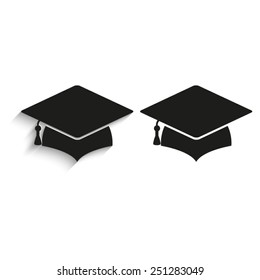 Graduation cap - black vector icons