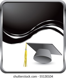 graduation cap black wave background