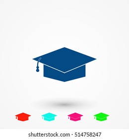 Graduation cap bleck icon, flat design best vector icon