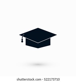 Graduation cap bleck icon, flat design best vector icon