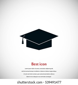 Graduation cap bleck icon, flat design best vector icon