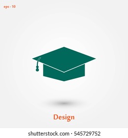 Graduation cap bleck icon, flat design best vector icon