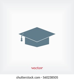 Graduation cap bleck icon, flat design best vector icon