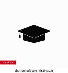 Graduation cap bleck icon, flat design best vector icon