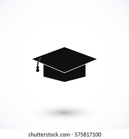 Graduation cap bleck icon, flat design best vector icon