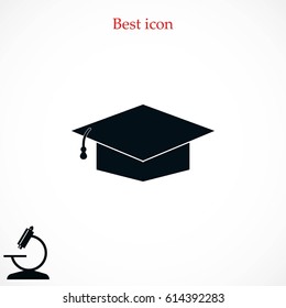 Graduation cap bleck icon, flat design best vector icon