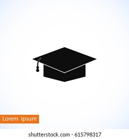 Graduation cap bleck icon, flat design best vector icon