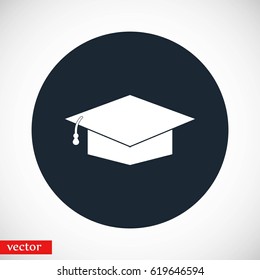 Graduation cap bleck icon, flat design best vector icon