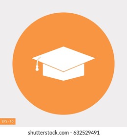 Graduation cap bleck icon, flat design best vector icon