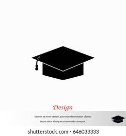 Graduation cap bleck icon, flat design best vector icon