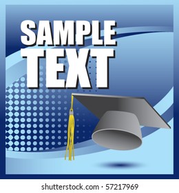 graduation cap blue halftone advertisement