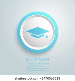 Graduation cap blue Icon in trendy flat style isolated. Education symbol for your web design, logo, UI. Vector illustration