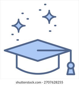 Gorra de graduación azul Icon Ilustración vectorial
