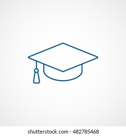 Graduation Cap Blue Line Icon On White Background