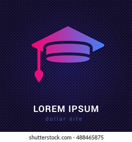 Graduation Cap Blue & Red colorful gradient attractive bright material Icon / Logo Design