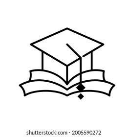 Graduation Cap and Book Icon Design Graphic Template Isolated