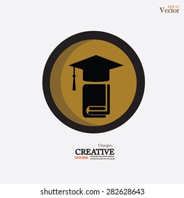 Graduation cap and book icon.vector illustration.
