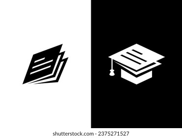 graduation cap with book logo. learning education symbol concept design