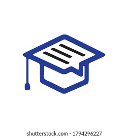 Graduation. Graduation cap and book on flat icon logo design