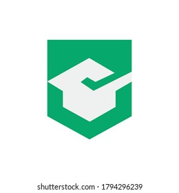 Graduation. Graduation cap and book on flat icon logo design