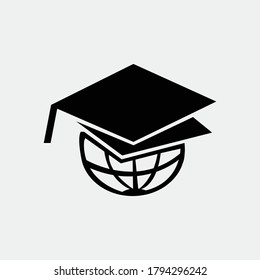 Graduation. Graduation cap and book on flat icon logo design